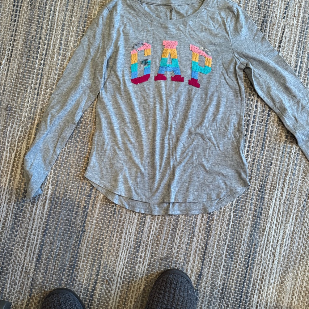 GAP Kids Multicolor Logo Gray Long Sleeve Tee